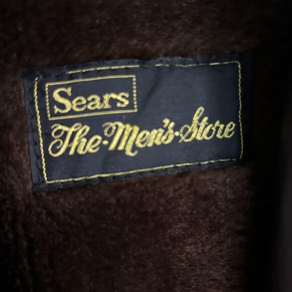 Vtg Sears Men’s Brown Leather Coat Sz 40 | Double Breasted 3/4 Length Lined - Picture 11 of 14